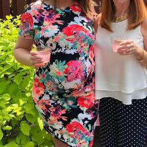 Pinkblush Floral fitted bodycon maternity dress